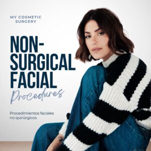 Woman with natural makeup promoting non-surgical facial treatments at My Cosmetic Surgery Miami.