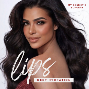 Woman with smooth, hydrated lips promoting lip deep hydration treatment at My Cosmetic Surgery Miami.